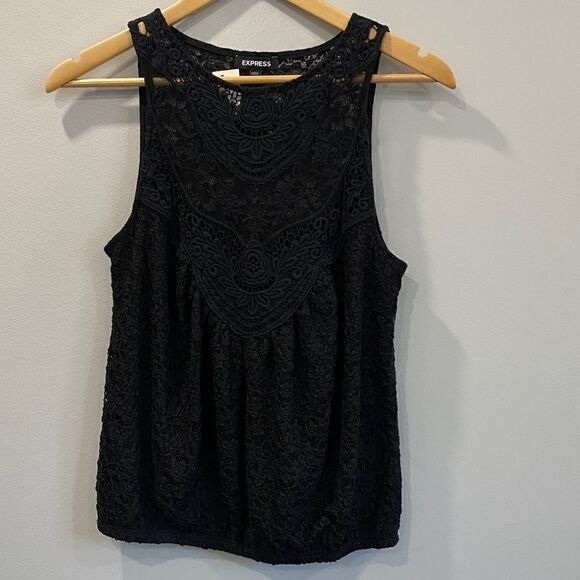 NWT Express Black Lace Sleeveless Blouse - Picture 1 of 7